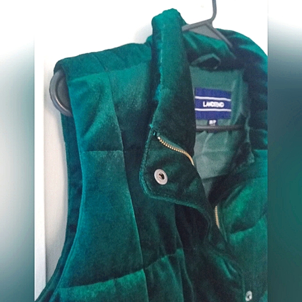 Lands End Velvet Emerald Green Vest